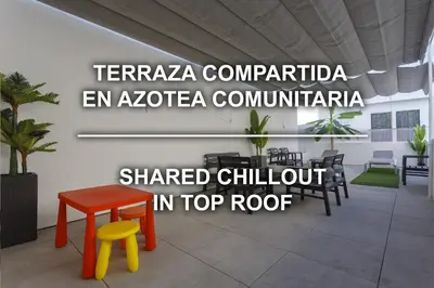 a group of tables and chairs in a room at Estudio Amor BRUJO by Cadiz4Rentals in Cádiz