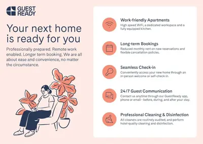 a brochure of a woman sitting in a chair with a plant at GuestReady - Valdelagrana Carlos in El Puerto de Santa María