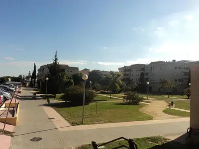 a street with parked cars in a park with buildings at APARTAMENTO CENTRO JARDINES TEMPUL in Jerez de la Frontera